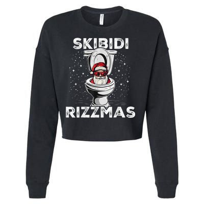 S.K.I.B.I.D.I Riz Zmas Funny Toilet Santa White Elephant Christmas Cropped Pullover Crew