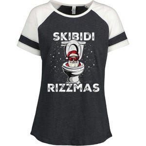 S.K.I.B.I.D.I Riz Zmas Funny Toilet Santa White Elephant Christmas Enza Ladies Jersey Colorblock Tee