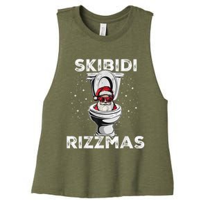 S.K.I.B.I.D.I Riz Zmas Funny Toilet Santa White Elephant Christmas Women's Racerback Cropped Tank