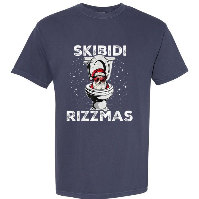 S.K.I.B.I.D.I Riz Zmas Funny Toilet Santa White Elephant Christmas Garment-Dyed Heavyweight T-Shirt