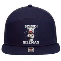 S.K.I.B.I.D.I Riz Zmas Funny Toilet Santa White Elephant Christmas 7 Panel Mesh Trucker Snapback Hat