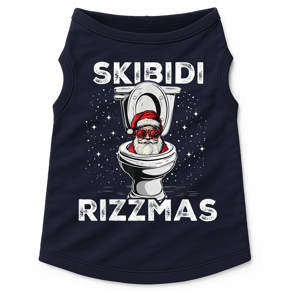 S.K.I.B.I.D.I Riz Zmas Funny Toilet Santa White Elephant Christmas Doggie Tank