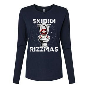 S.K.I.B.I.D.I Riz Zmas Funny Toilet Santa White Elephant Christmas Womens Cotton Relaxed Long Sleeve T-Shirt