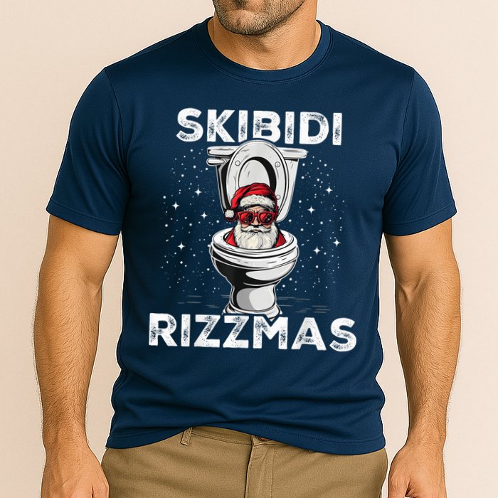 S.K.I.B.I.D.I Riz Zmas Funny Toilet Santa White Elephant Christmas Performance Shirt