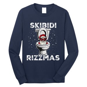 S.K.I.B.I.D.I Riz Zmas Funny Toilet Santa White Elephant Christmas Long Sleeve Shirt