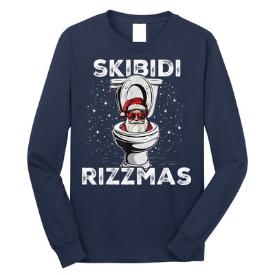 S.K.I.B.I.D.I Riz Zmas Funny Toilet Santa White Elephant Christmas Long Sleeve Shirt