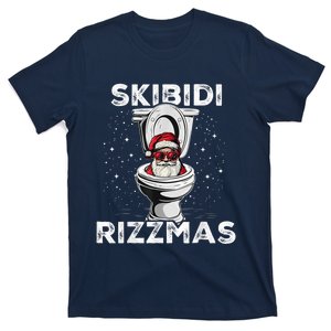 S.K.I.B.I.D.I Riz Zmas Funny Toilet Santa White Elephant Christmas T-Shirt