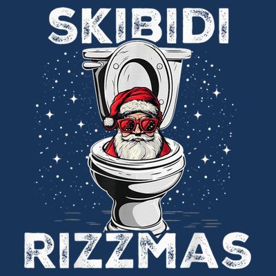 S.K.I.B.I.D.I Riz Zmas Funny Toilet Santa White Elephant Christmas T-Shirt