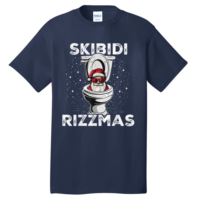 S.K.I.B.I.D.I Riz Zmas Funny Toilet Santa White Elephant Christmas Tall T-Shirt