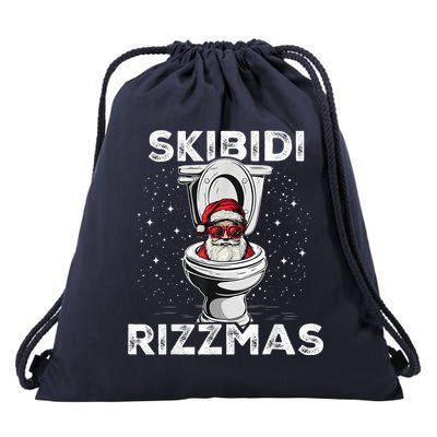 S.K.I.B.I.D.I Riz Zmas Funny Toilet Santa White Elephant Christmas Drawstring Bag