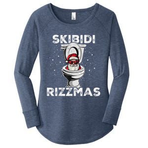 S.K.I.B.I.D.I Riz Zmas Funny Toilet Santa White Elephant Christmas Women's Perfect Tri Tunic Long Sleeve Shirt