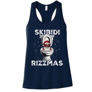 S.K.I.B.I.D.I Riz Zmas Funny Toilet Santa White Elephant Christmas Women's Racerback Tank