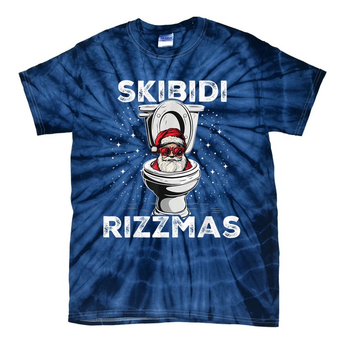 S.K.I.B.I.D.I Riz Zmas Funny Toilet Santa White Elephant Christmas Tie-Dye T-Shirt