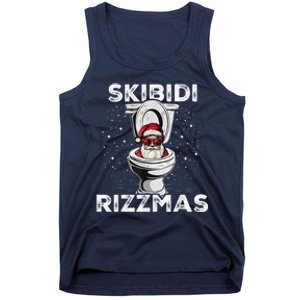 S.K.I.B.I.D.I Riz Zmas Funny Toilet Santa White Elephant Christmas Tank Top