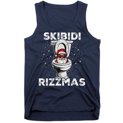S.K.I.B.I.D.I Riz Zmas Funny Toilet Santa White Elephant Christmas Tank Top