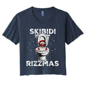 S.K.I.B.I.D.I Riz Zmas Funny Toilet Santa White Elephant Christmas Women's Crop Top Tee