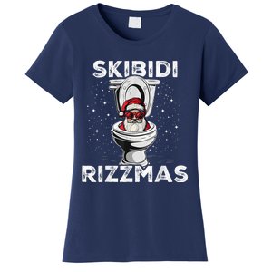 S.K.I.B.I.D.I Riz Zmas Funny Toilet Santa White Elephant Christmas Women's T-Shirt