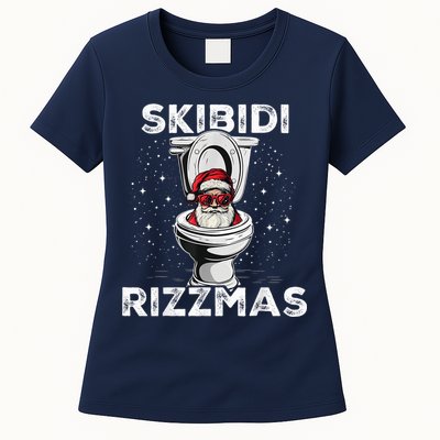 S.K.I.B.I.D.I Riz Zmas Funny Toilet Santa White Elephant Christmas Womens T-Shirt