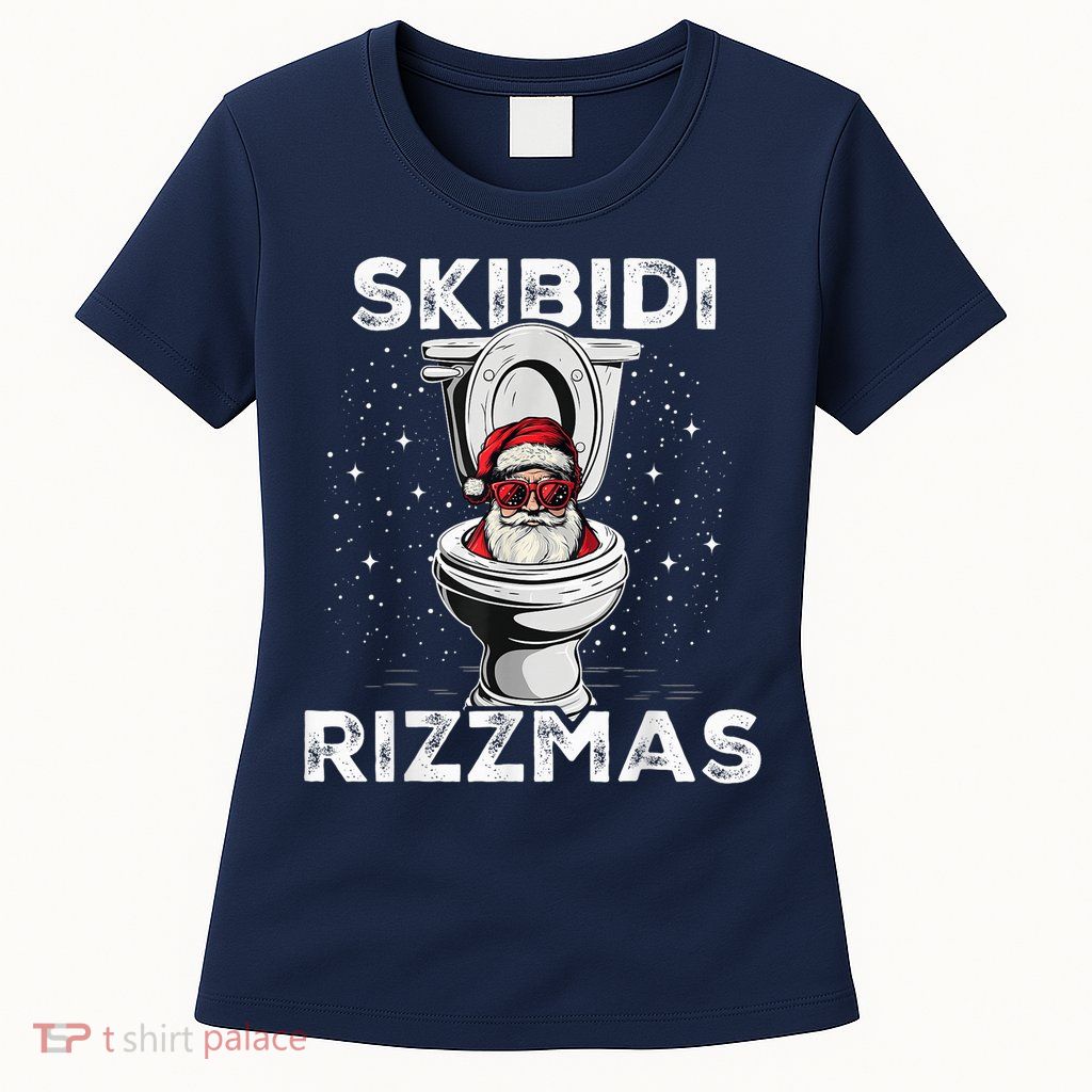 S.K.I.B.I.D.I Riz Zmas Funny Toilet Santa White Elephant Christmas Womens T-Shirt