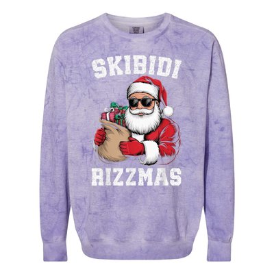 S.K.I.B.I.D.I Riz Z Mas Christmas Rizz Santa Claus Funny Xmas Colorblast Crewneck Sweatshirt