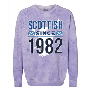 Scottish Since 1982 Scotland Flag Birthday Gift Colorblast Crewneck Sweatshirt