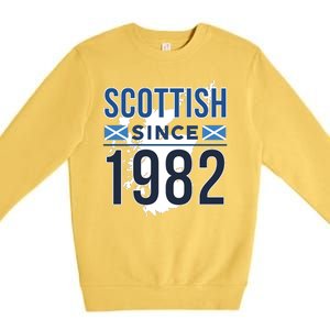 Scottish Since 1982 Scotland Flag Birthday Gift Premium Crewneck Sweatshirt