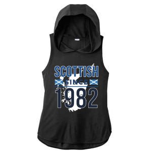 Scottish Since 1982 Scotland Flag Birthday Gift Ladies PosiCharge Tri-Blend Wicking Draft Hoodie Tank