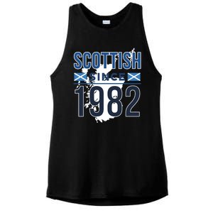 Scottish Since 1982 Scotland Flag Birthday Gift Ladies PosiCharge Tri-Blend Wicking Tank