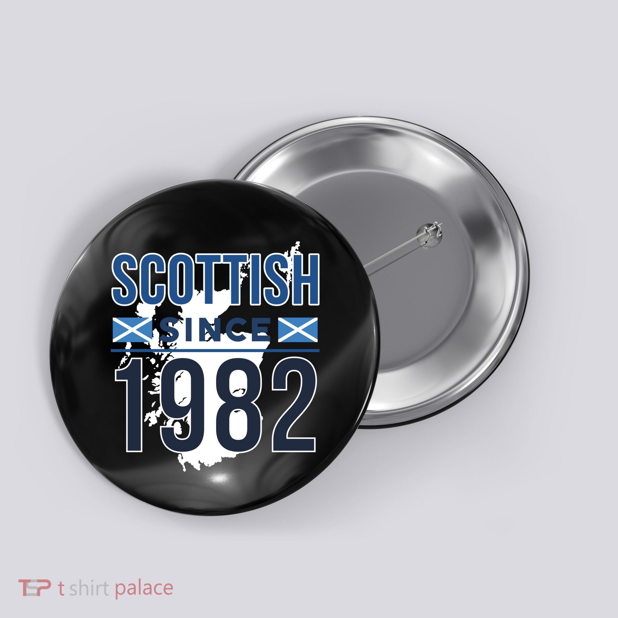 Scottish Since 1982 Scotland Flag Birthday Gift Button
