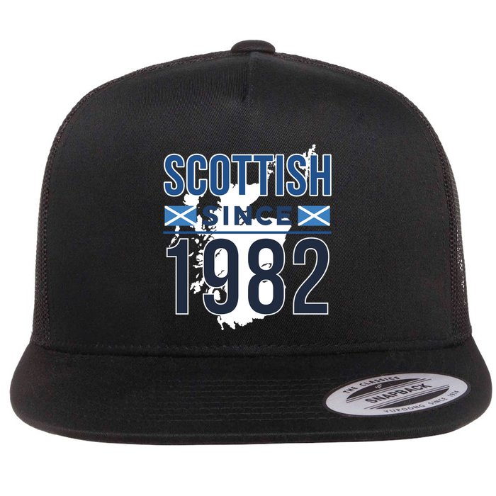 Scottish Since 1982 Scotland Flag Birthday Gift Flatbill Hat