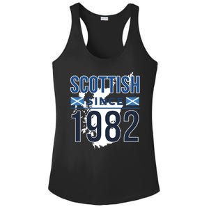 Scottish Since 1982 Scotland Flag Birthday Gift Ladies PosiCharge Competitor Racerback Tank