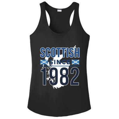 Scottish Since 1982 Scotland Flag Birthday Gift Ladies PosiCharge Competitor Racerback Tank