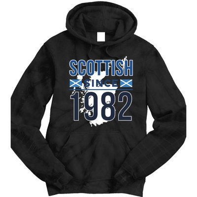 Scottish Since 1982 Scotland Flag Birthday Gift Tie Dye Hoodie