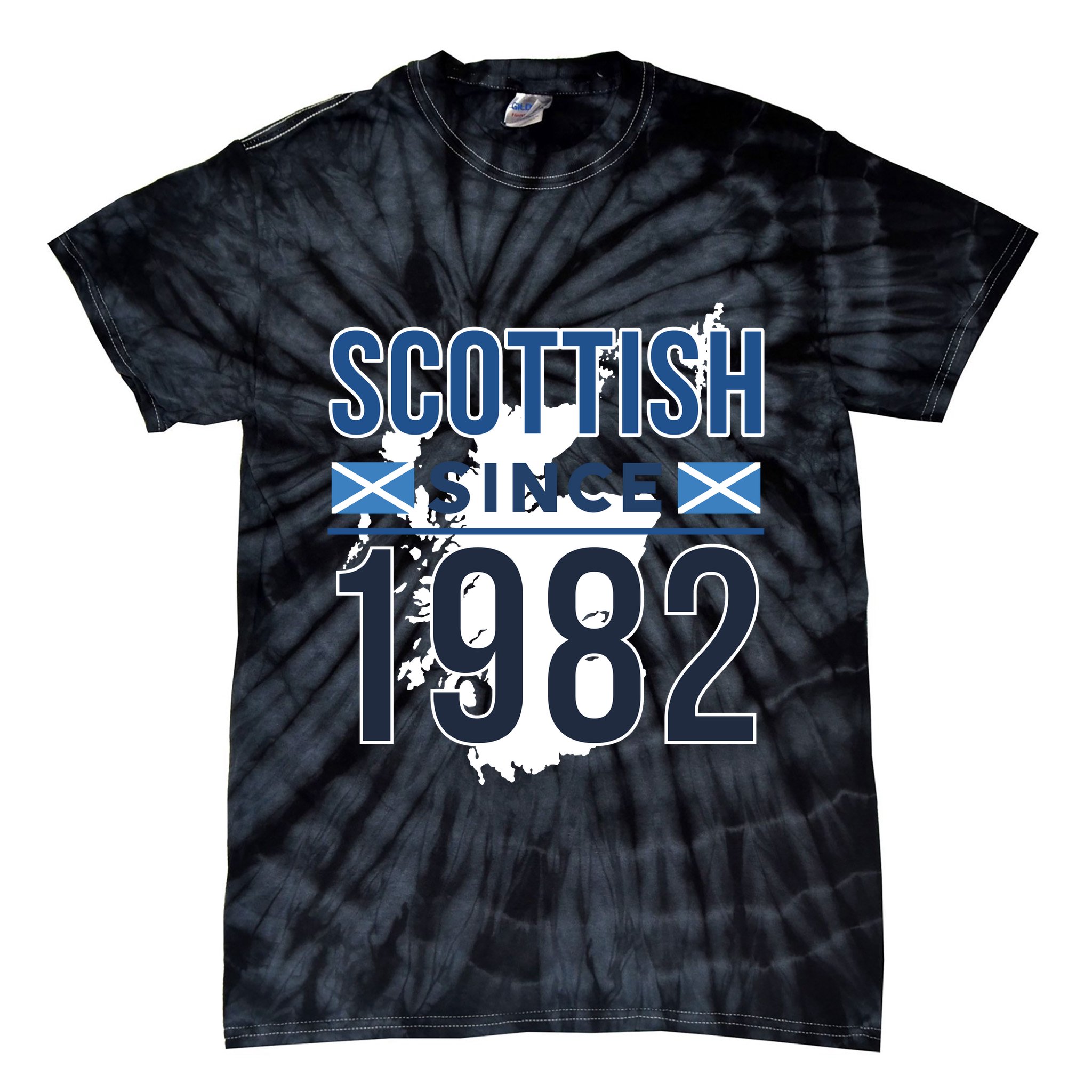 Scottish Since 1982 Scotland Flag Birthday Gift Tie-Dye T-Shirt