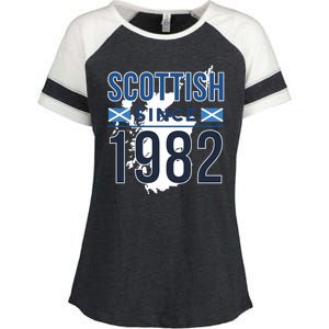 Scottish Since 1982 Scotland Flag Birthday Gift Enza Ladies Jersey Colorblock Tee