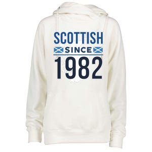 Scottish Since 1982 Scotland Flag Birthday Gift Womens Funnel Neck Pullover Hood