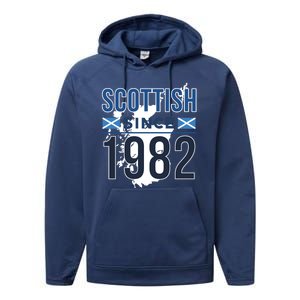 Scottish Since 1982 Scotland Flag Birthday Gift Performance Fleece Hoodie