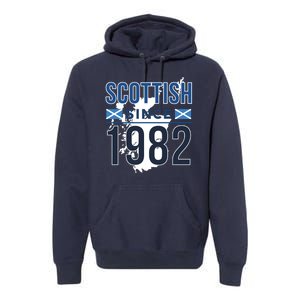 Scottish Since 1982 Scotland Flag Birthday Gift Premium Hoodie