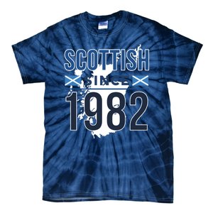 Scottish Since 1982 Scotland Flag Birthday Gift Tie-Dye T-Shirt