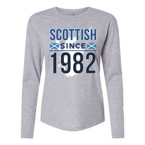 Scottish Since 1982 Scotland Flag Birthday Gift Womens Cotton Relaxed Long Sleeve T-Shirt