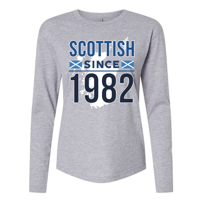 Scottish Since 1982 Scotland Flag Birthday Gift Womens Cotton Relaxed Long Sleeve T-Shirt