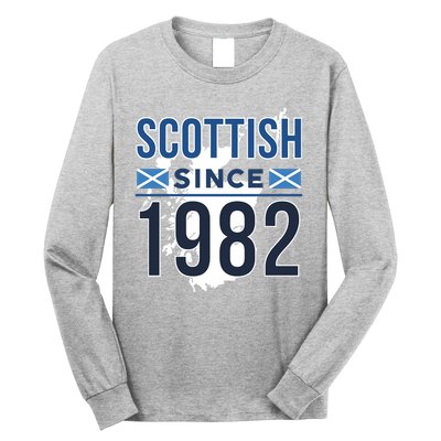 Scottish Since 1982 Scotland Flag Birthday Gift Long Sleeve Shirt