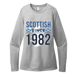 Scottish Since 1982 Scotland Flag Birthday Gift Womens CVC Long Sleeve Shirt