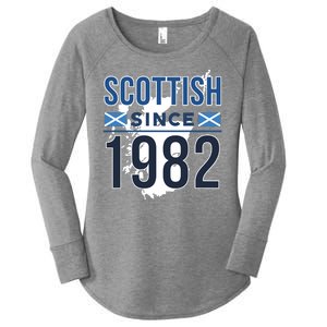 Scottish Since 1982 Scotland Flag Birthday Gift Women's Perfect Tri Tunic Long Sleeve Shirt