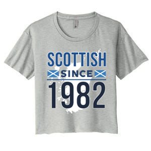 Scottish Since 1982 Scotland Flag Birthday Gift Women's Crop Top Tee