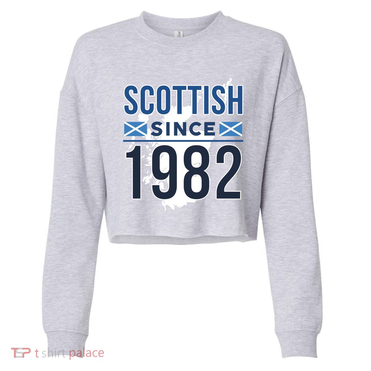 Scottish Since 1982 Scotland Flag Birthday Gift Cropped Pullover Crew