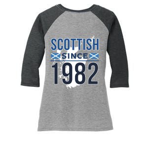 Scottish Since 1982 Scotland Flag Birthday Gift Women's Tri-Blend 3/4-Sleeve Raglan Shirt