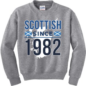 Scottish Since 1982 Scotland Flag Birthday Gift Kids Sweatshirt