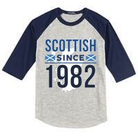 Scottish Since 1982 Scotland Flag Birthday Gift Kids Colorblock Raglan Jersey