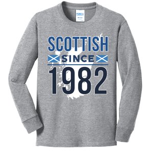 Scottish Since 1982 Scotland Flag Birthday Gift Kids Long Sleeve Shirt